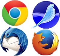 collage 0f Chrome, Firefox, Thunderbird, SeaMonkey